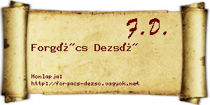 Forgács Dezső névjegykártya